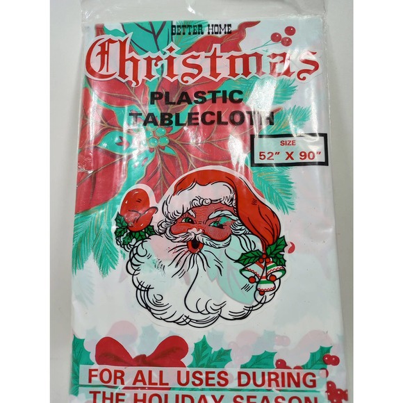 Vintage Christmas Tablecloth Poinsettia Better Home 52" x 90" Paper New (LB) - Picture 2 of 5